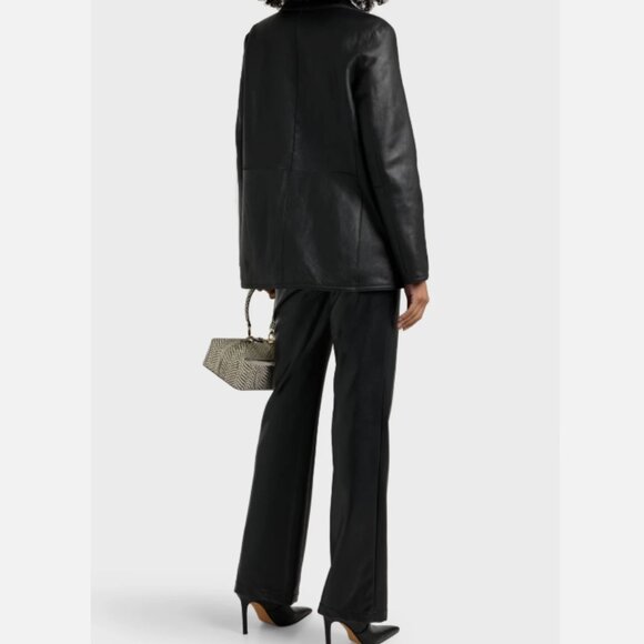 THEORY Reversible Double-Breasted Shearling Lambskin Jacket - Picture 3 of 14